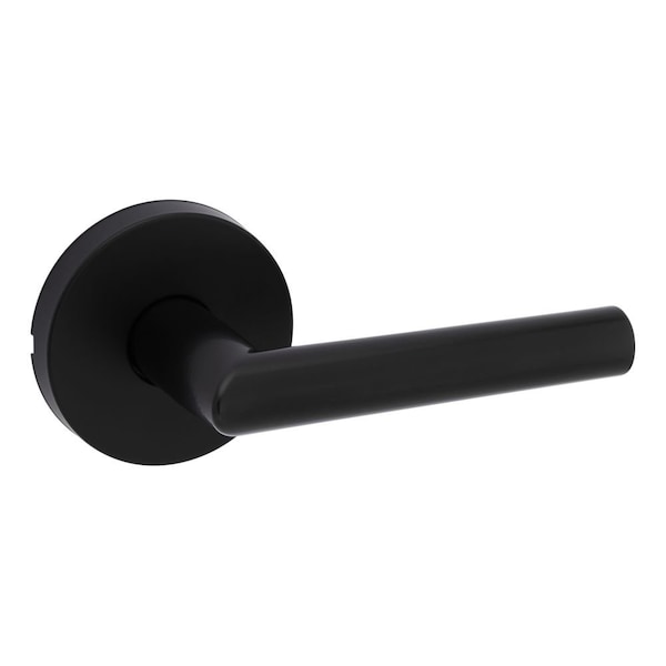 Milan Lever with Round Rose Passage Door Lock with 6AL Latch and RCS Strike Matte Black Finish